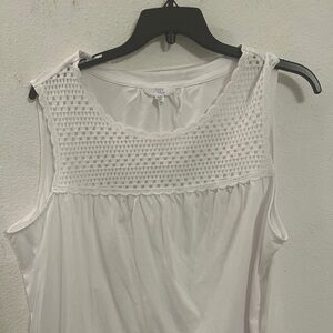 Time and Tru White Crochet Sleeveless Top | Women’s Plus 2X